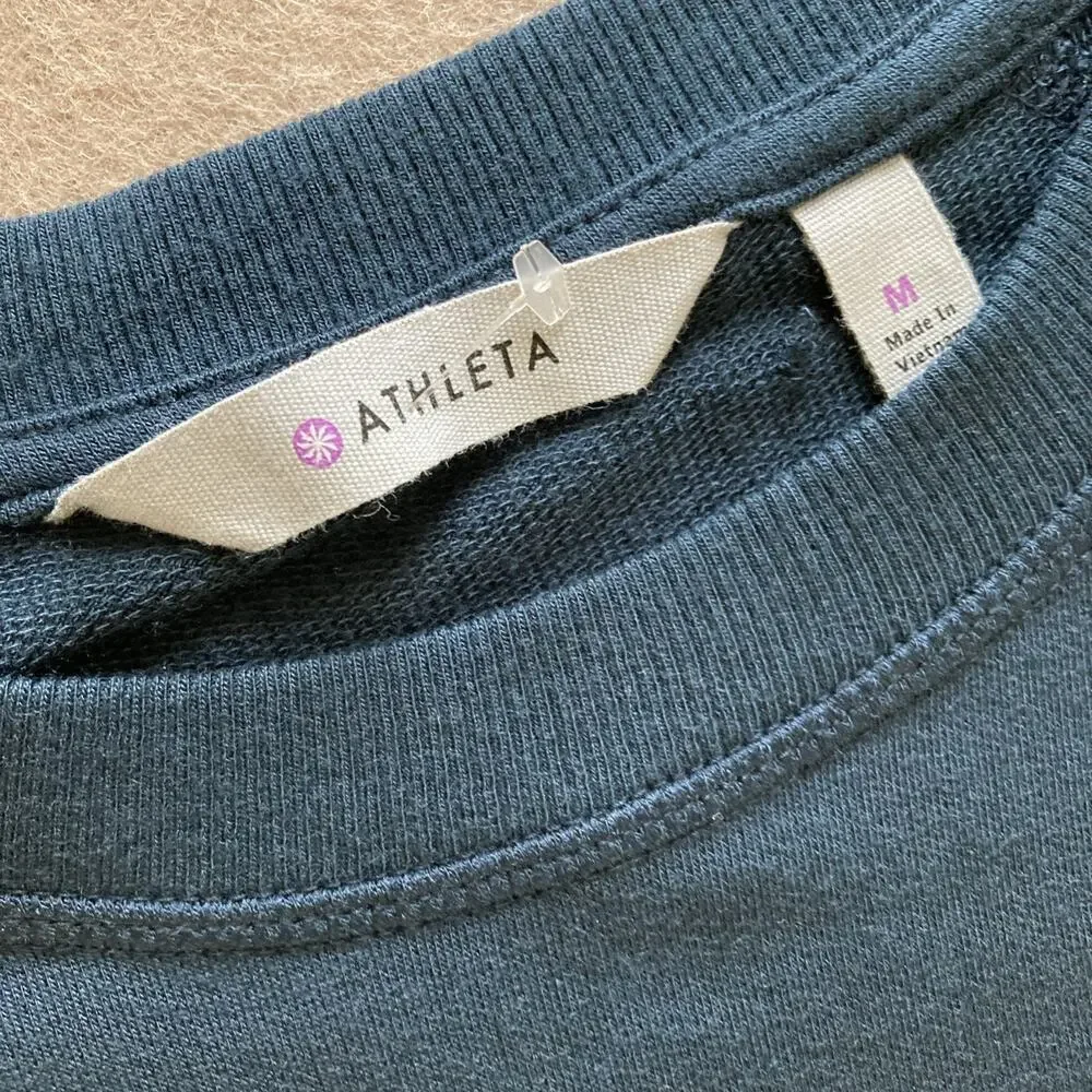 Athleta Criss Cross Sweatshirt Dress Sz M New Navy Cozy Soft Modal Athleisure - Picture 9 of 11